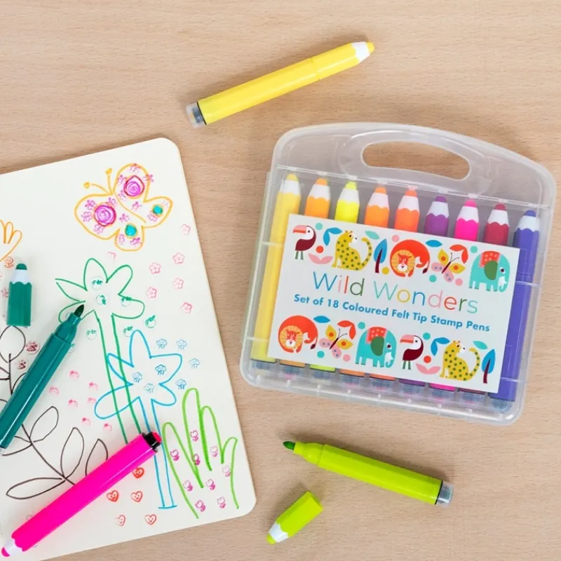 Rex London Felt tip pens and stamps (set of 18) - Wild Wonders Online