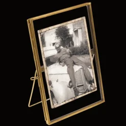Rex London Glass and brass metal standing frame (15 x 10cm) New