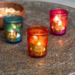 Rex London Glass tealight holders (set of 3) - Gold elephants Hot