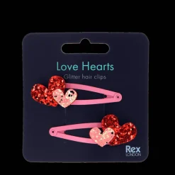 Rex London Glitter hair clips (set of 2) - Love Hearts Sale
