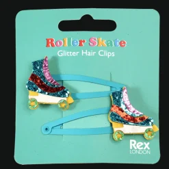 Rex London Glitter hair clips (set of 2) - Roller skate Discount