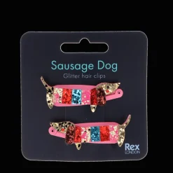 Rex London Glitter hair clips (set of 2) - Sausage Dog Hot