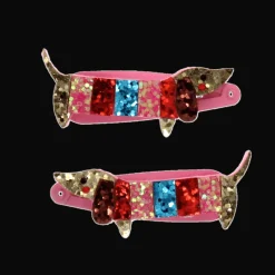 Rex London Glitter hair clips (set of 2) - Sausage Dog Hot