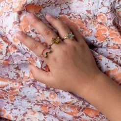 Rex London Glitter rings (set of 3) - Star, rainbow & moon Discount