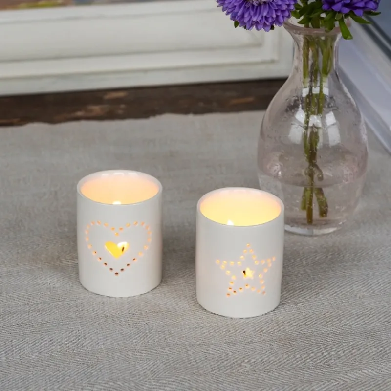 Rex London Glossy ceramic tealight holder - Star Outlet