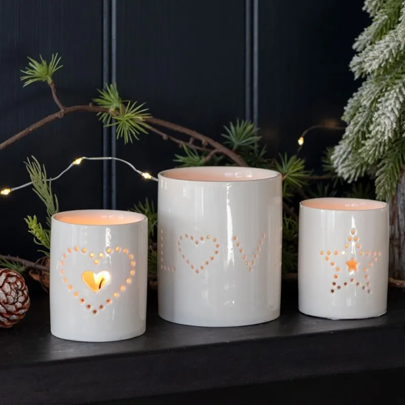 Rex London Glossy ceramic tealight holder - Star Outlet