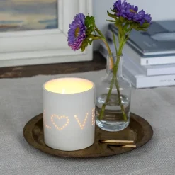 Rex London Glossy ceramic tealight holder - Love Sale