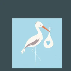 Rex London Greetings card new baby - Blue stork Hot