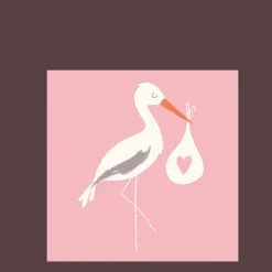 Rex London Greetings card new baby - Pink stork Hot