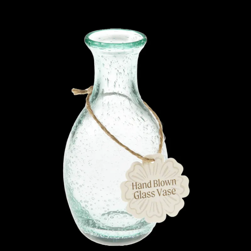 Rex London Hand blown bubble glass vase - Blue Outlet