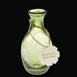 Rex London Hand blown bubble glass vase - Olive green Hot