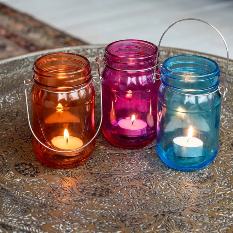 Rex London Jam jar tealight holder - Blue Best