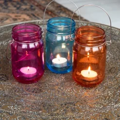 Rex London Jam jar tealight holder - Blue Best