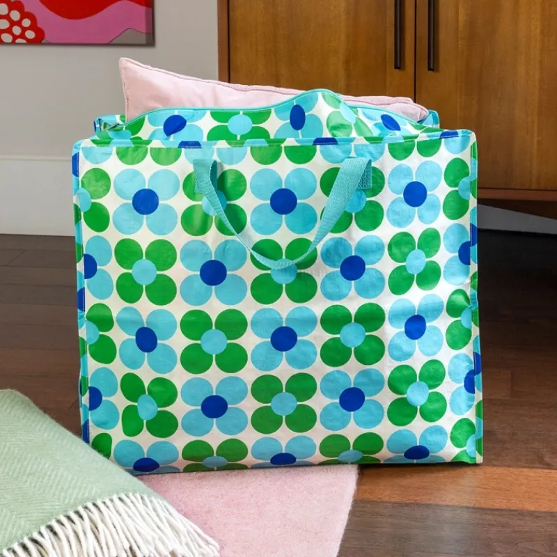 Rex London Jumbo storage bag - Blue and green Daisy Outlet
