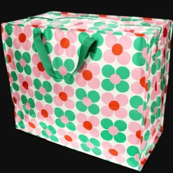 Rex London Jumbo storage bag - Pink and green Daisy Sale