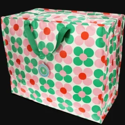 Rex London Jumbo storage bag - Pink and green Daisy Sale