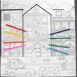 Rex London Large colouring poster with pencils - On Our Street Hot