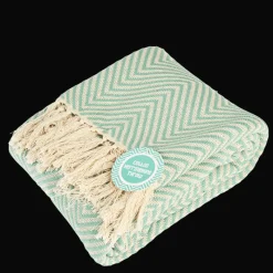 Rex London Large herringbone throw (225 x 150 cm) - Aqua Hot