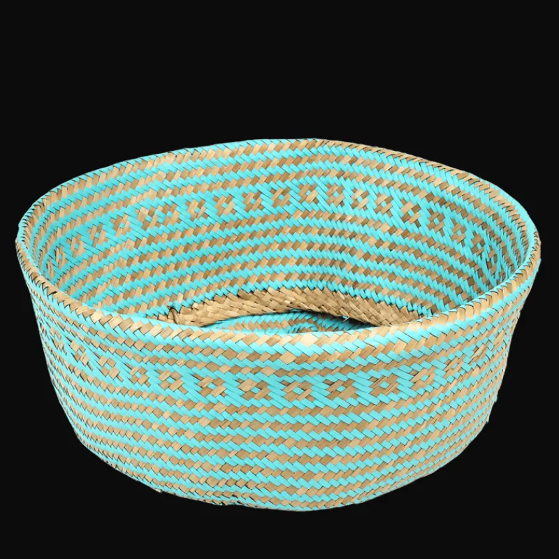 Rex London Large seagrass belly basket - Turquoise Hot