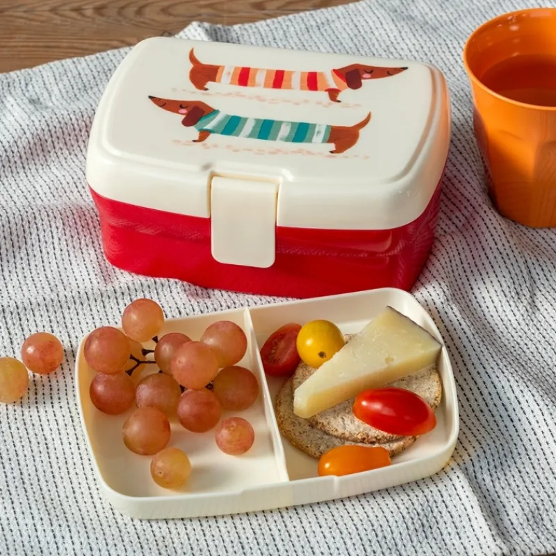 Rex London Lunch box with tray - Sausage Dog New