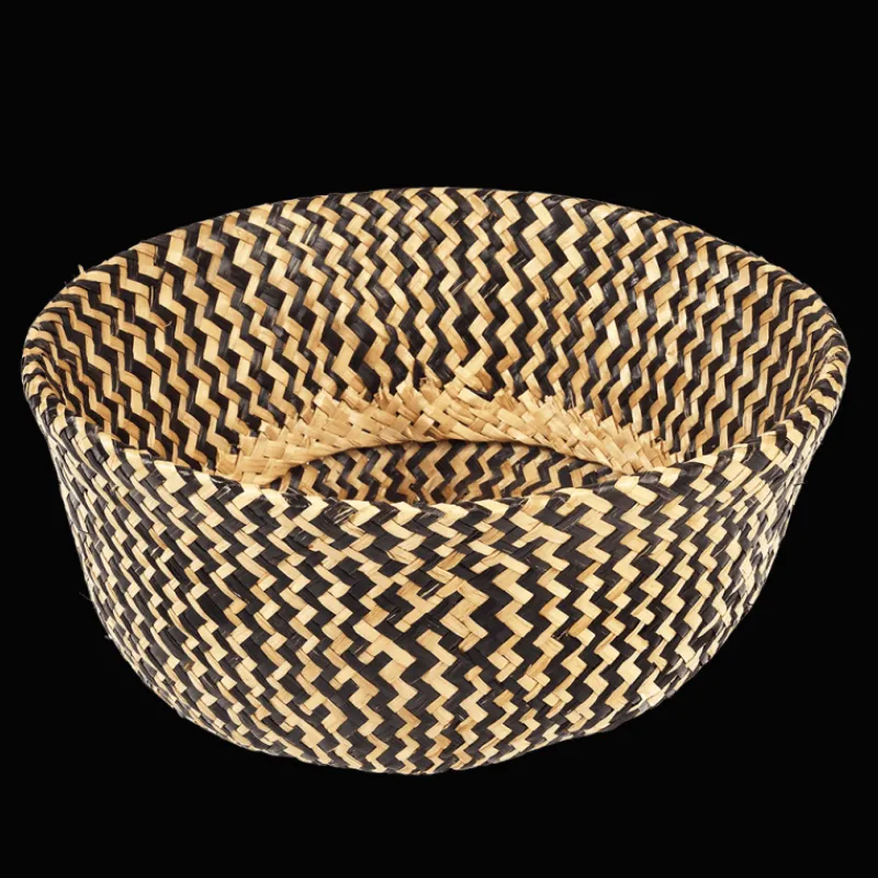 Rex London Medium seagrass belly basket - Black zigzag Discount