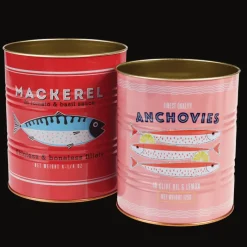 Rex London Medium storage tins (set of 2) - Fish MACKEREL & ANCHOVIES Outlet