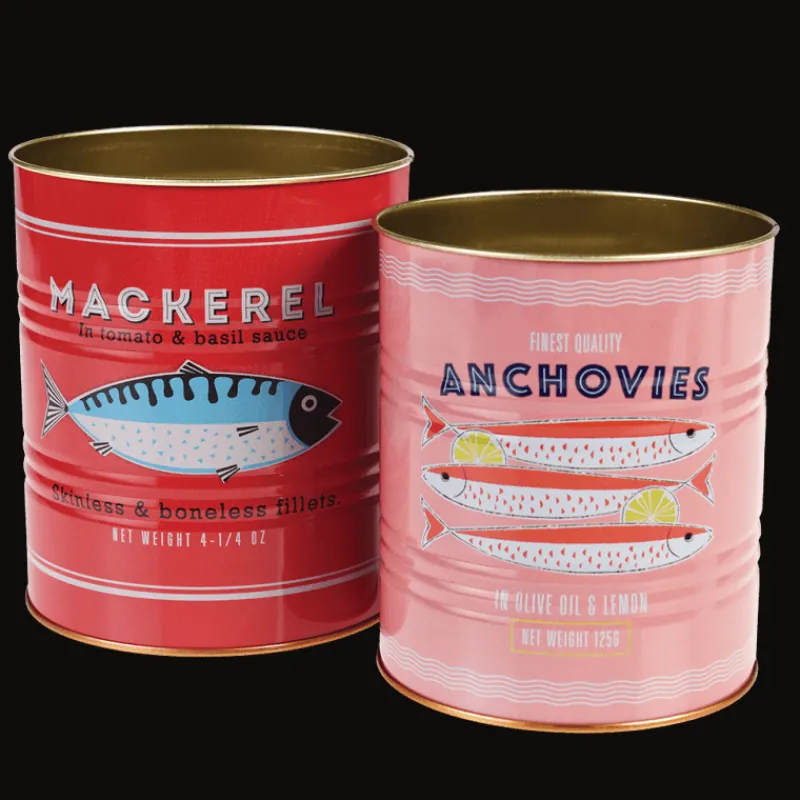 Rex London Medium storage tins (set of 2) - Fish MACKEREL & ANCHOVIES Outlet