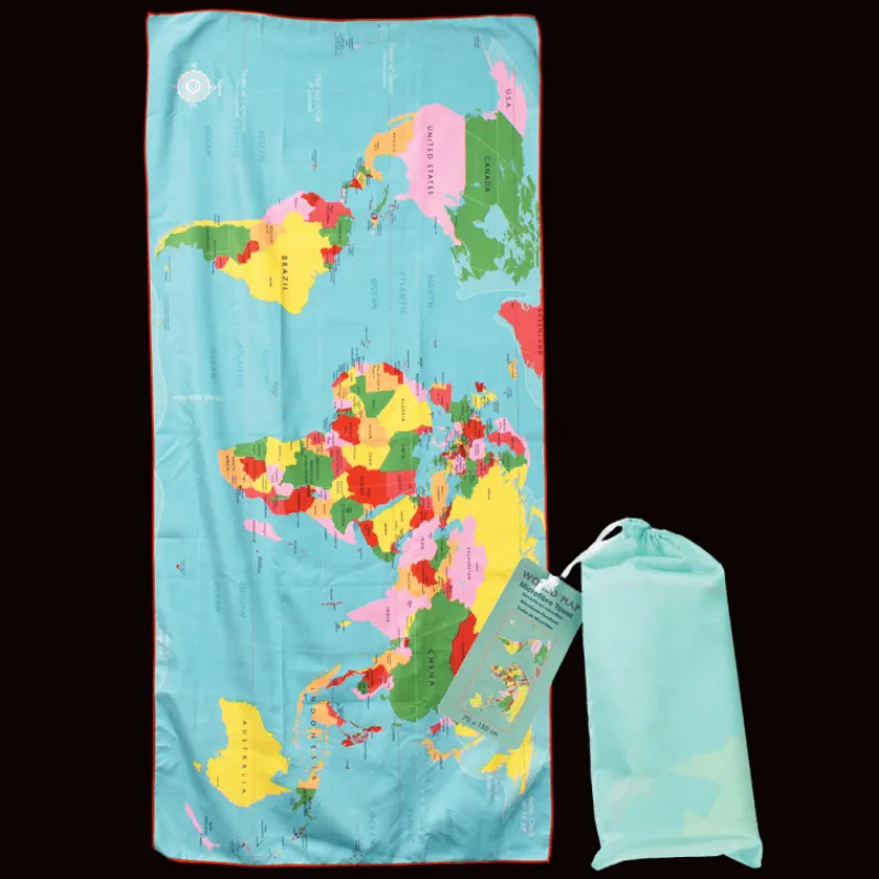 Rex London Microfibre travel towel - World Map New