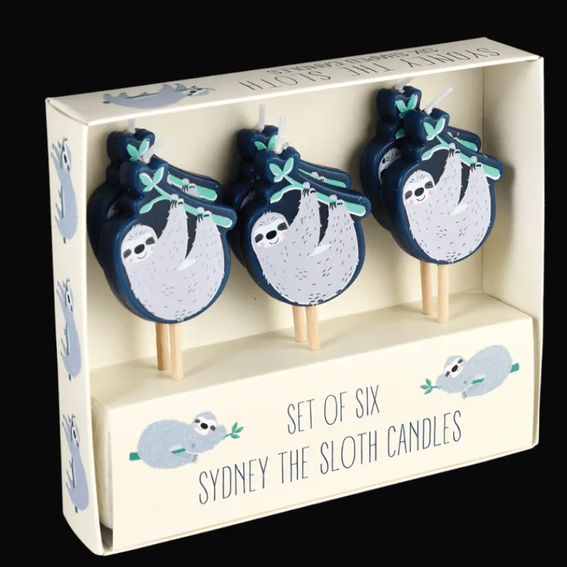 Rex London Party cake candles (set of 6) - Sydney the Sloth Clearance