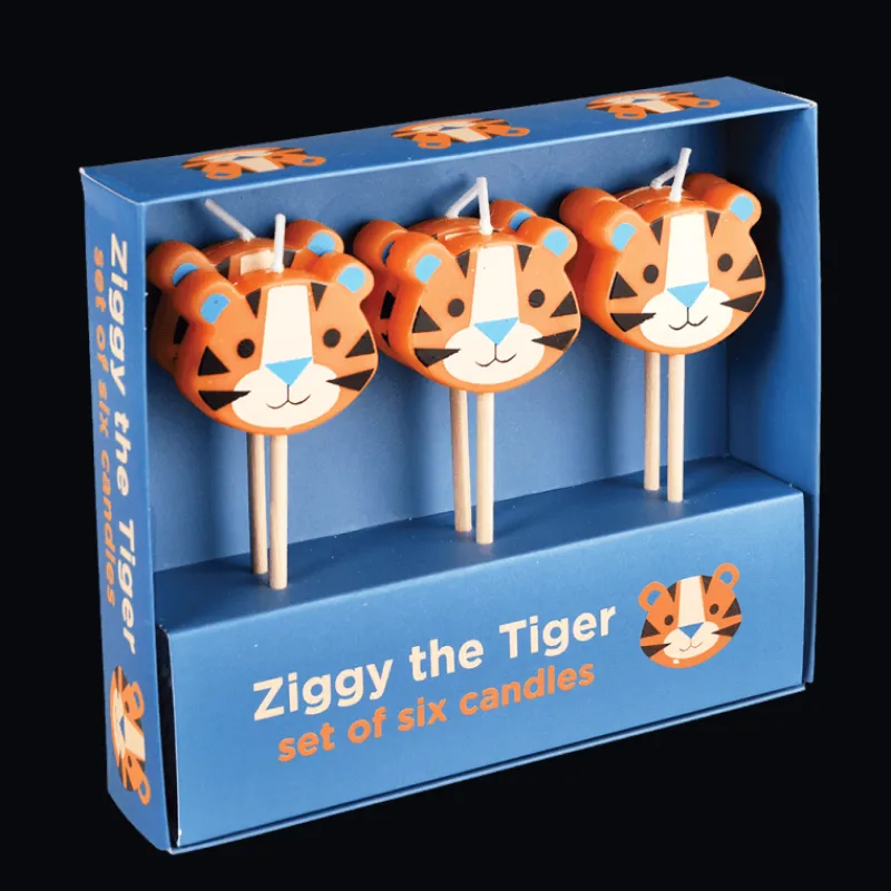 Rex London Party cake candles (set of 6) - Ziggy the Tiger Hot