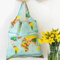 Rex London Recycled foldaway shopper bag - World Map Fashion