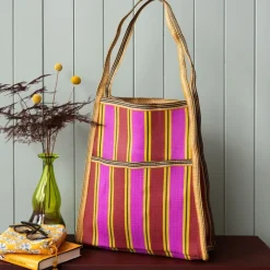 Rex London Recycled woven bag with side pocket - Yellow, pink, red Online
