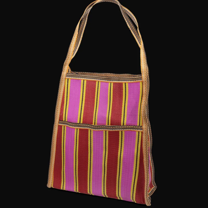 Rex London Recycled woven bag with side pocket - Yellow, pink, red Online