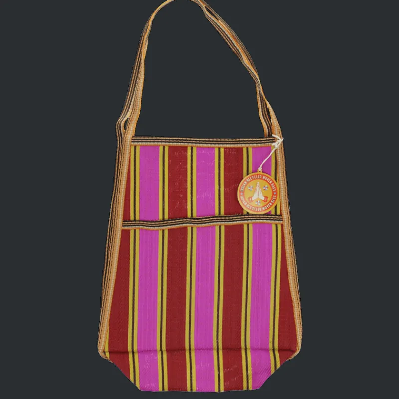 Rex London Recycled woven bag with side pocket - Yellow, pink, red Online