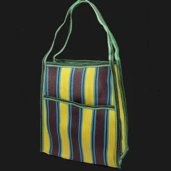 Rex London Recycled woven bag with side pocket - Brown, yellow, teal Sale