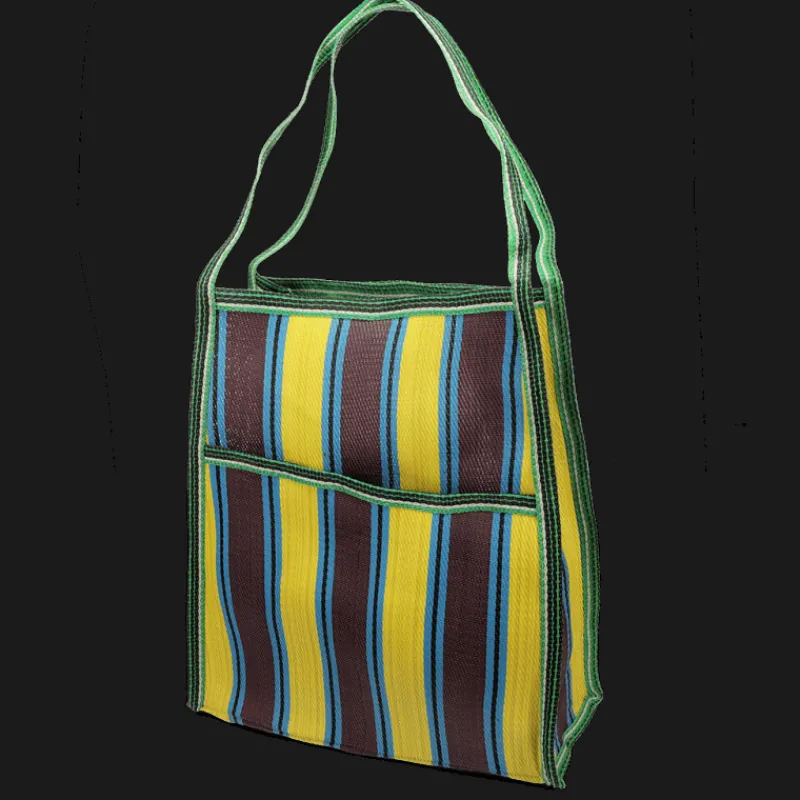 Rex London Recycled woven bag with side pocket - Brown, yellow, teal Sale