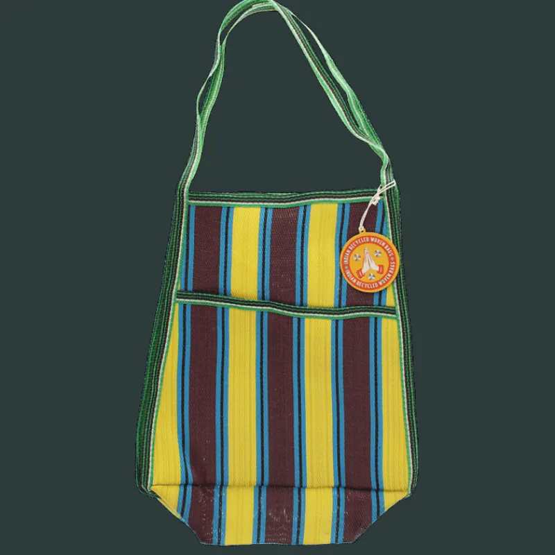 Rex London Recycled woven bag with side pocket - Brown, yellow, teal Sale