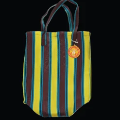 Rex London Recycled woven shopping bag - Brown, yellow, teal Discount