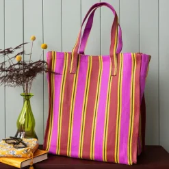 Rex London Recycled woven shopping bag - Yellow, pink, red Clearance
