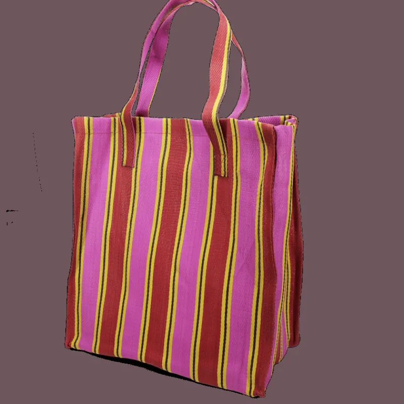 Rex London Recycled woven shopping bag - Yellow, pink, red Clearance