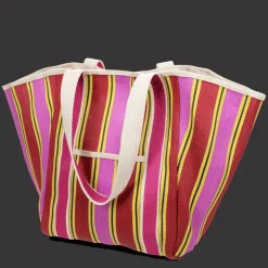 Rex London Recycled woven tote bag with canvas handles - Yellow, pink, red Fashion