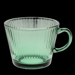 Rex London Retro ribbed glass mug 400ml - Green Discount