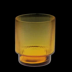 Rex London Retro ribbed glass tumbler 325ml - Amber New
