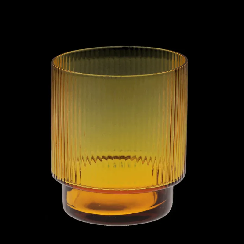 Rex London Retro ribbed glass tumbler 325ml - Amber New