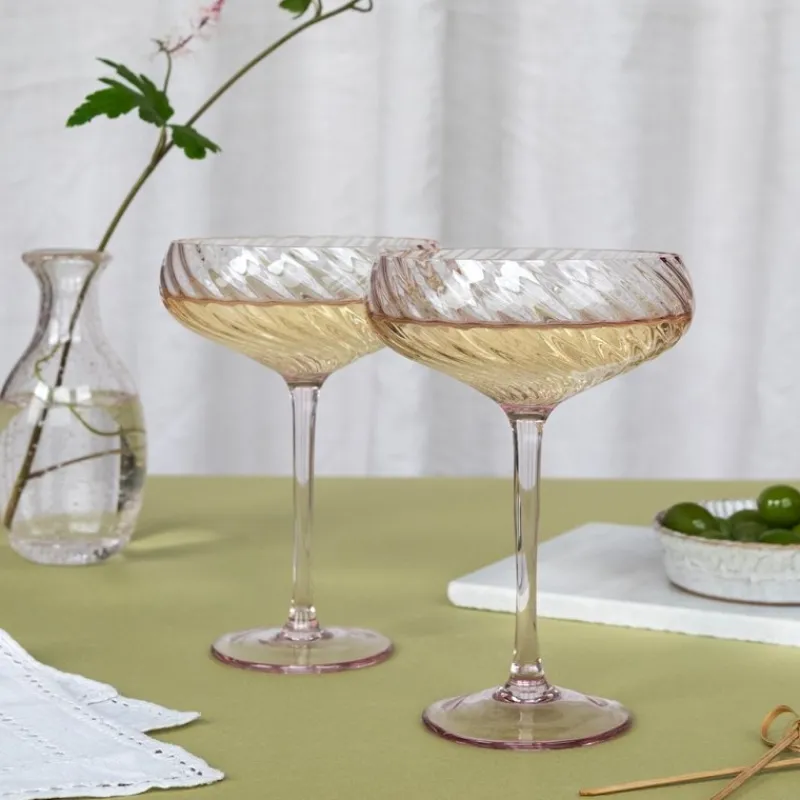 Rex London Scalloped coupe cocktail glasses 250ml (set of 2) - Pink Best