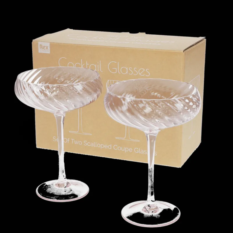 Rex London Scalloped coupe cocktail glasses 250ml (set of 2) - Pink Best
