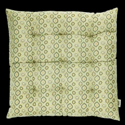 Rex London Seat pad cushion (37x37cm) - Green blockprint Outlet