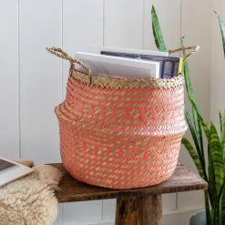 Rex London Small seagrass belly basket - Coral Online