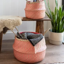 Rex London Small seagrass belly basket - Coral Online