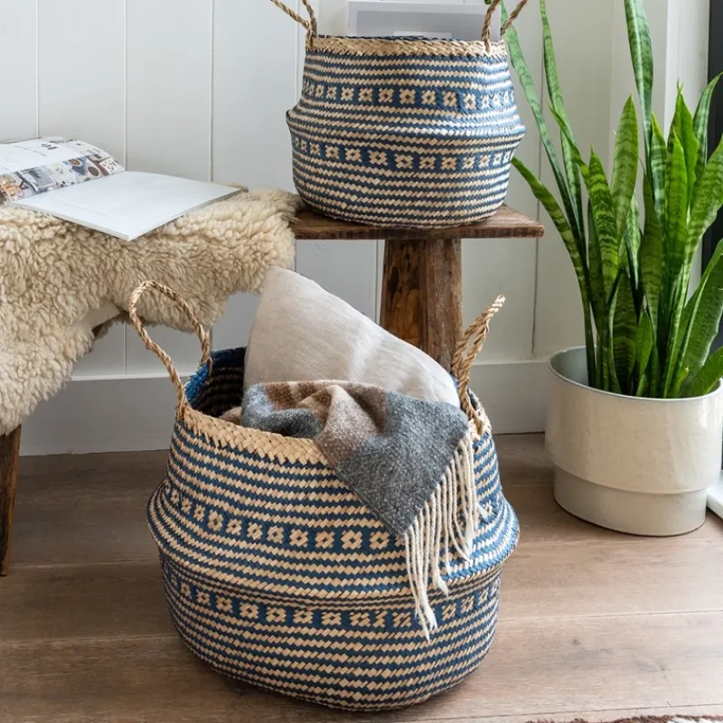 Rex London Small seagrass belly basket - Navy blue Discount